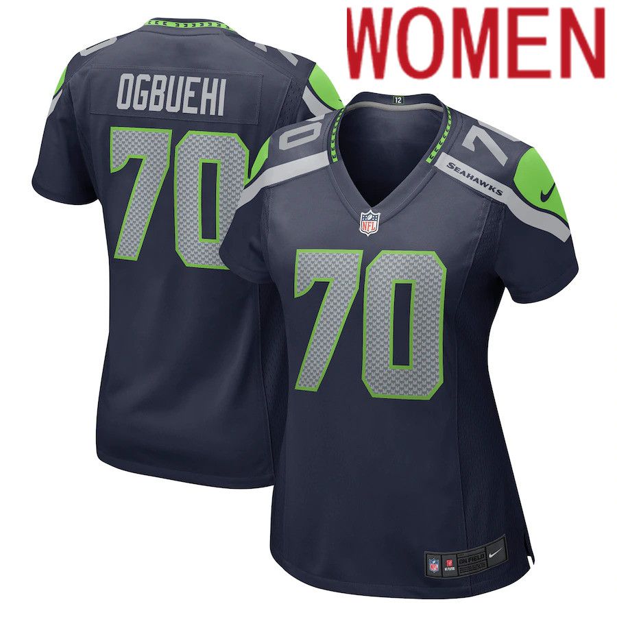 Women Seattle Seahawks #70 Cedric Ogbuehi Nike College Navy Game Player NFL Jersey->women nfl jersey->Women Jersey